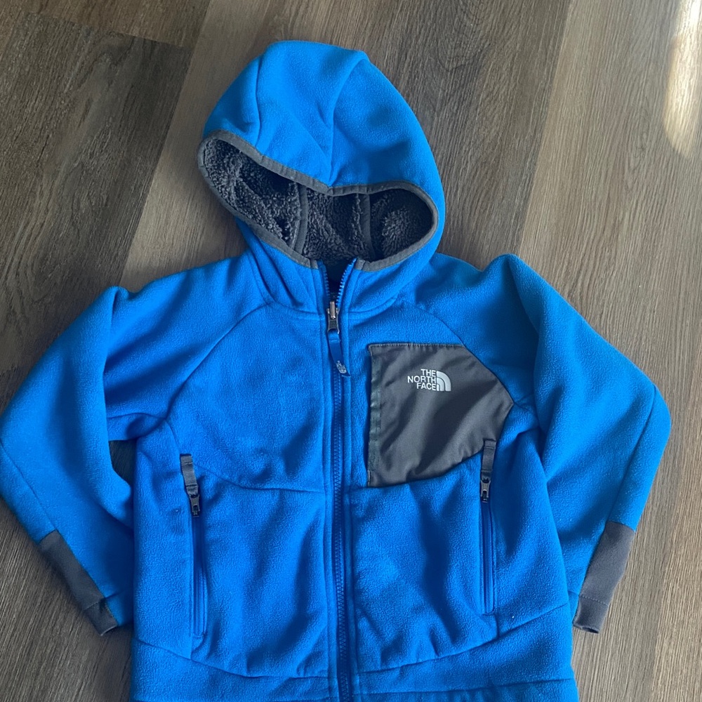 The North Face Kids Fleece Hoodie in Blue and Gray